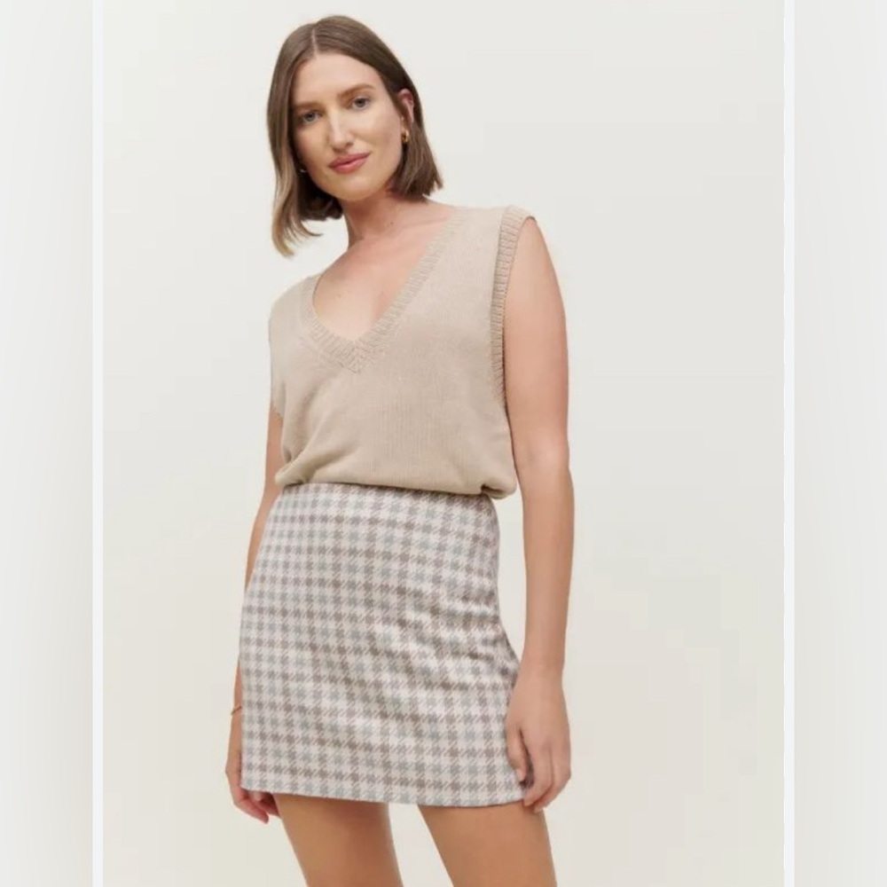 Reformation Suzie Houndstooth Mini Skirt